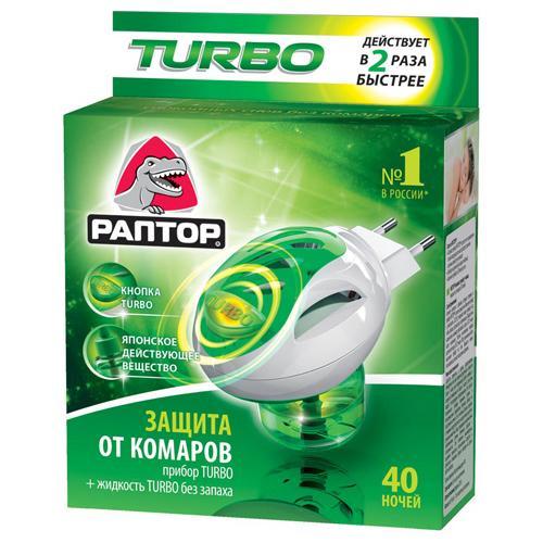 фото Комплект Раптор "Turbo": прибор, жидкость от комаров, 35 мл, 40 ночей