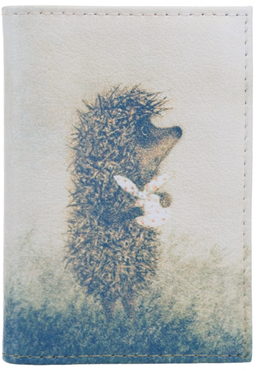 фото Визитница Mitya Veselkov "Ежик с котомкой", цвет: молочный, серо-голубой, коричневый. VIZIT-009