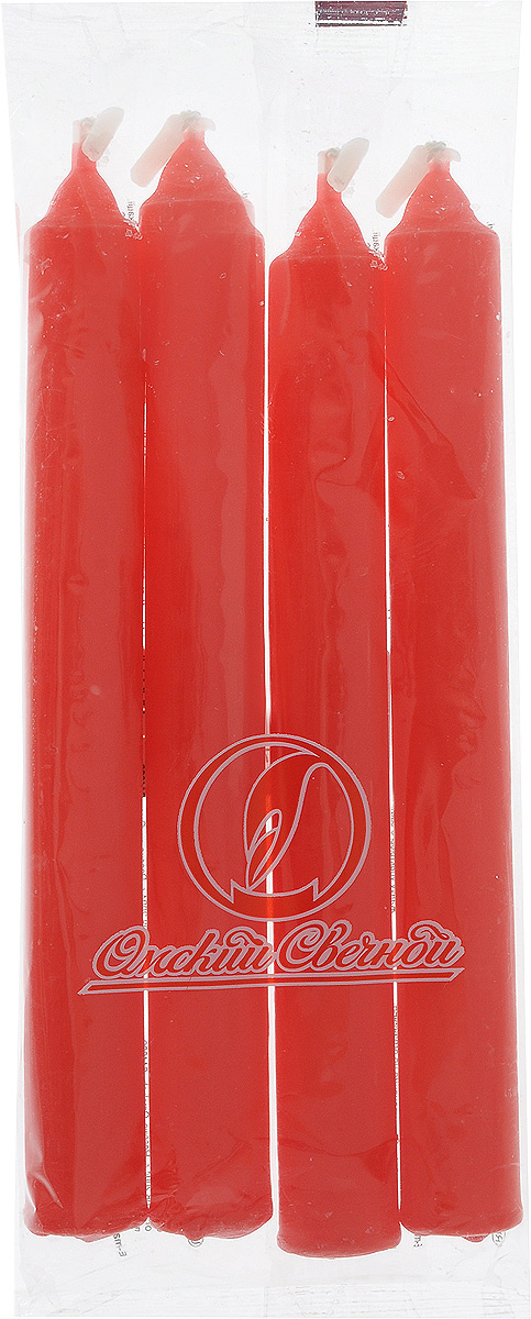 фото Набор свечей "Омский cвечной завод", цвет: красный, высота 17,5 см, 4 шт Омский свечной завод