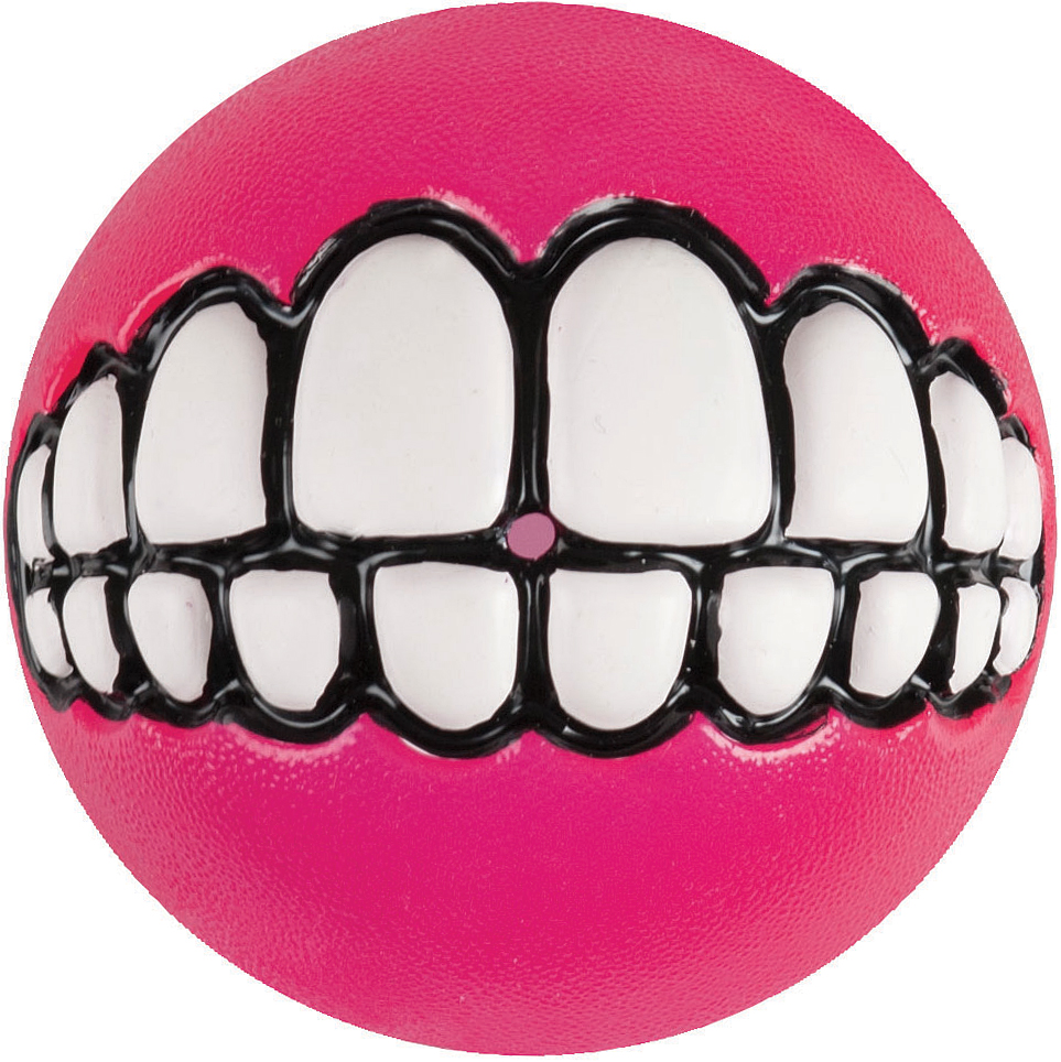 фото Игрушка для собак Rogz "Grinz. Зубы", с отверстием для лакомства, цвет: розовый, диаметр 6,4 см