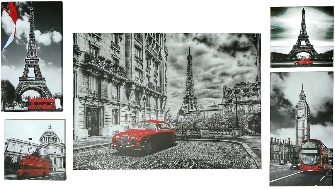 фото Картина Черно-белый Париж, модульная, 3586669, 108 х 66 см
