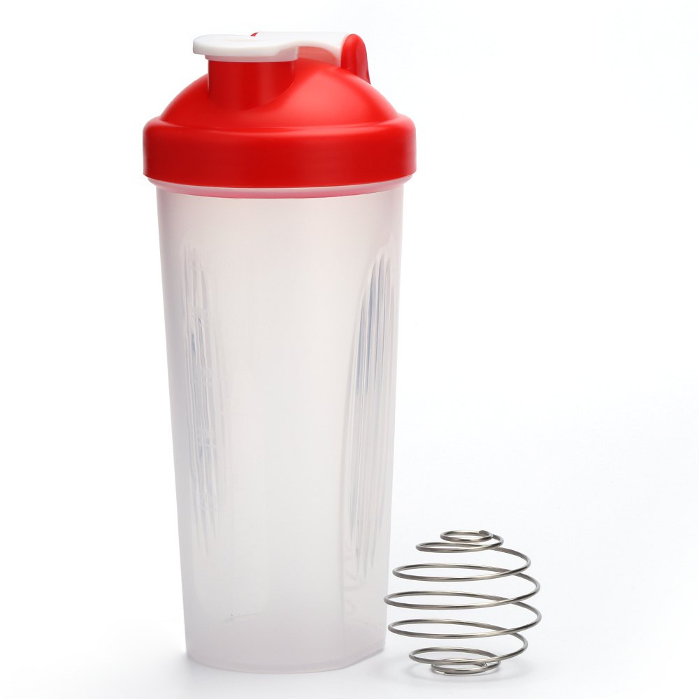 фото Шейкер спортивный Migliores Пластиковый с металлическим венчиком, белый, красный