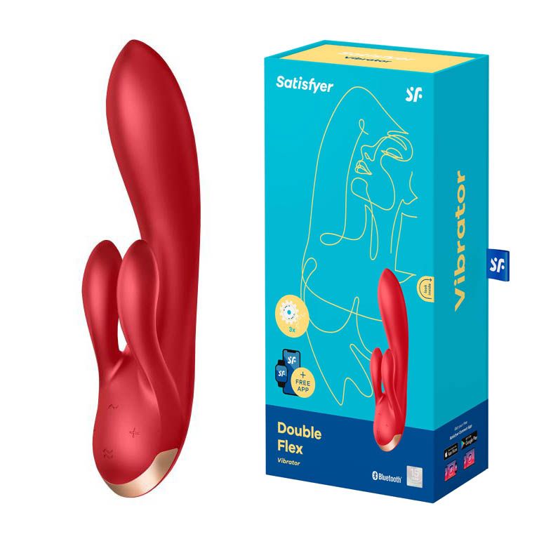 Вибратор-кролик Satisfyer Double Flex с двумя клиторальными отростками, черный 4002583 - Satisfyer - Вибраторы-кролики - Купить