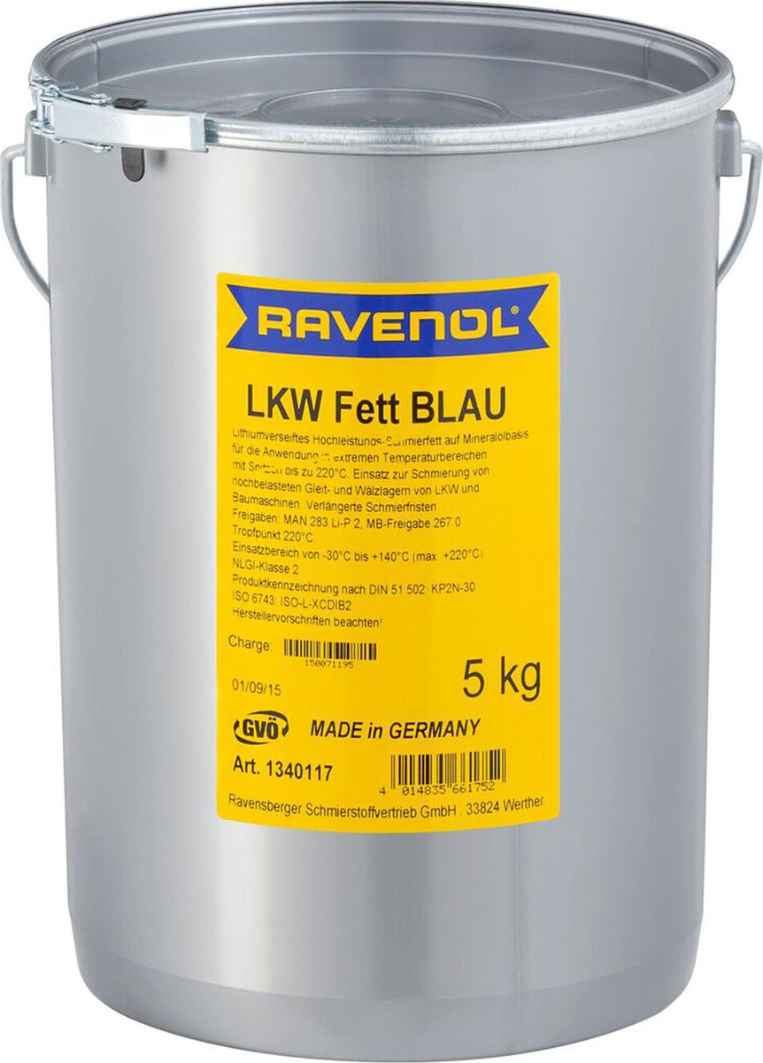 Смазка RAVENOL LKW Fett Blau 5кг купить в интернет магазине OZON по