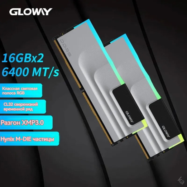 Модуль оперативной памяти Gloway DDR5 6400 МГЦ RGB RAM CL3216 ГБ