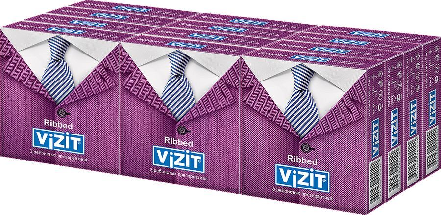 Презервативы Vizit Ribbed, ребристые, 12 шт УТ-00002168 - Vizit - Ребристые презервативы - Купить