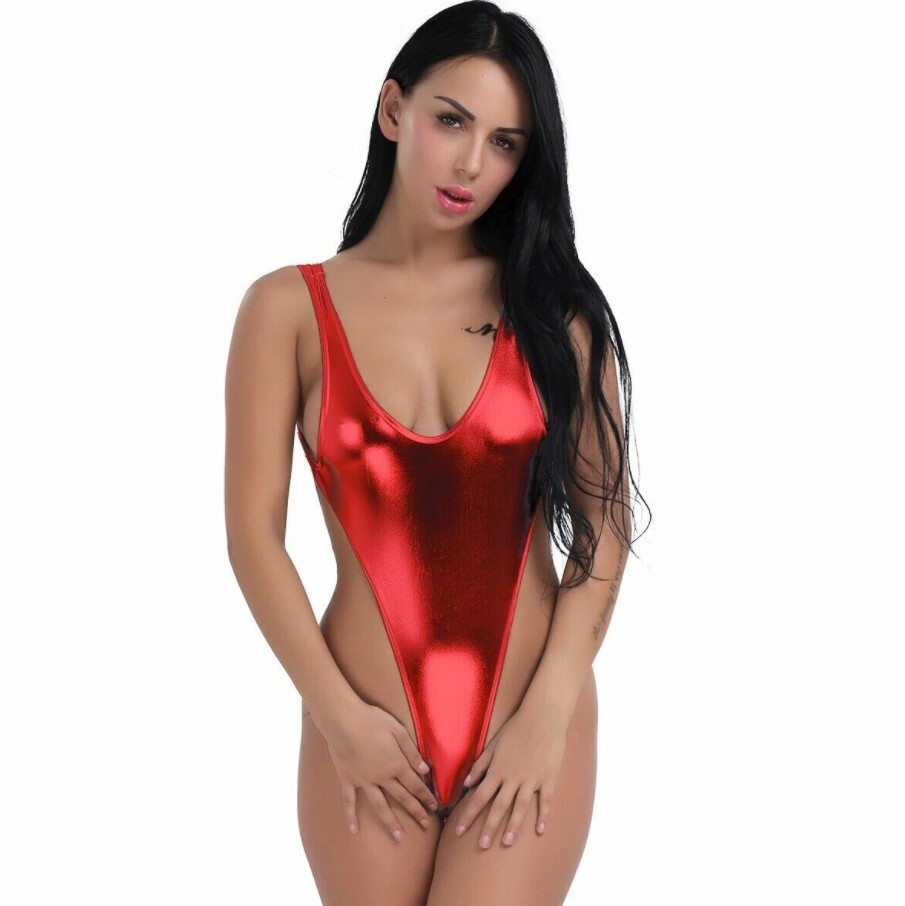Боди Glossy Kiara из материала Wetlook, черное, S 0T-00015303 - Erolanta - Эротические боди - Купить