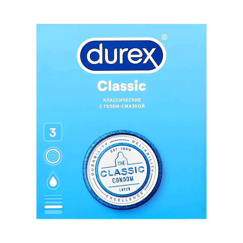 Презервативы Durex Classic, 3 шт 8103475 - Durex - Классические презервативы - Купить