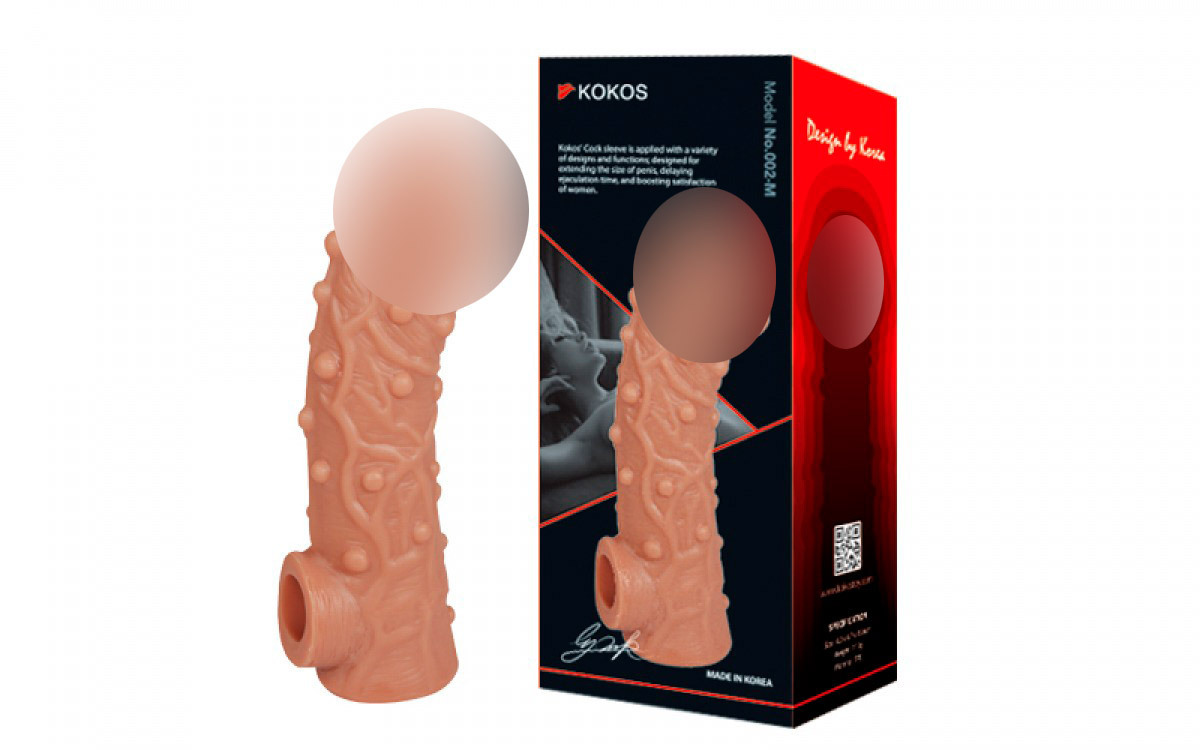 Насадка Kokos Cock Slave M с подхватом мошонки и с крупными пупырышками, телесная УТ-00002558 - KOKOS - Удлиняющие/утолщающие насадки - Купить