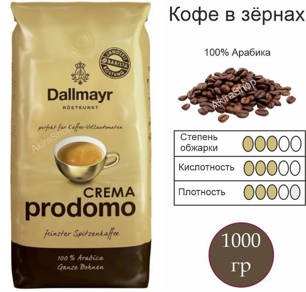 Кофе в зернах 1 кг натуральный Dallmayr Продомо Crema Prodomo