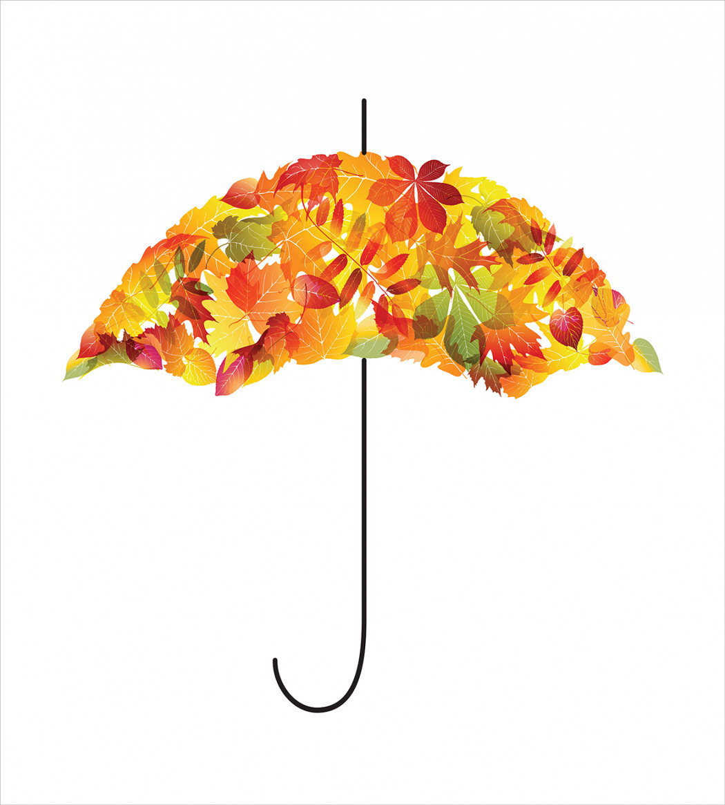 Зонт с листьями вектор