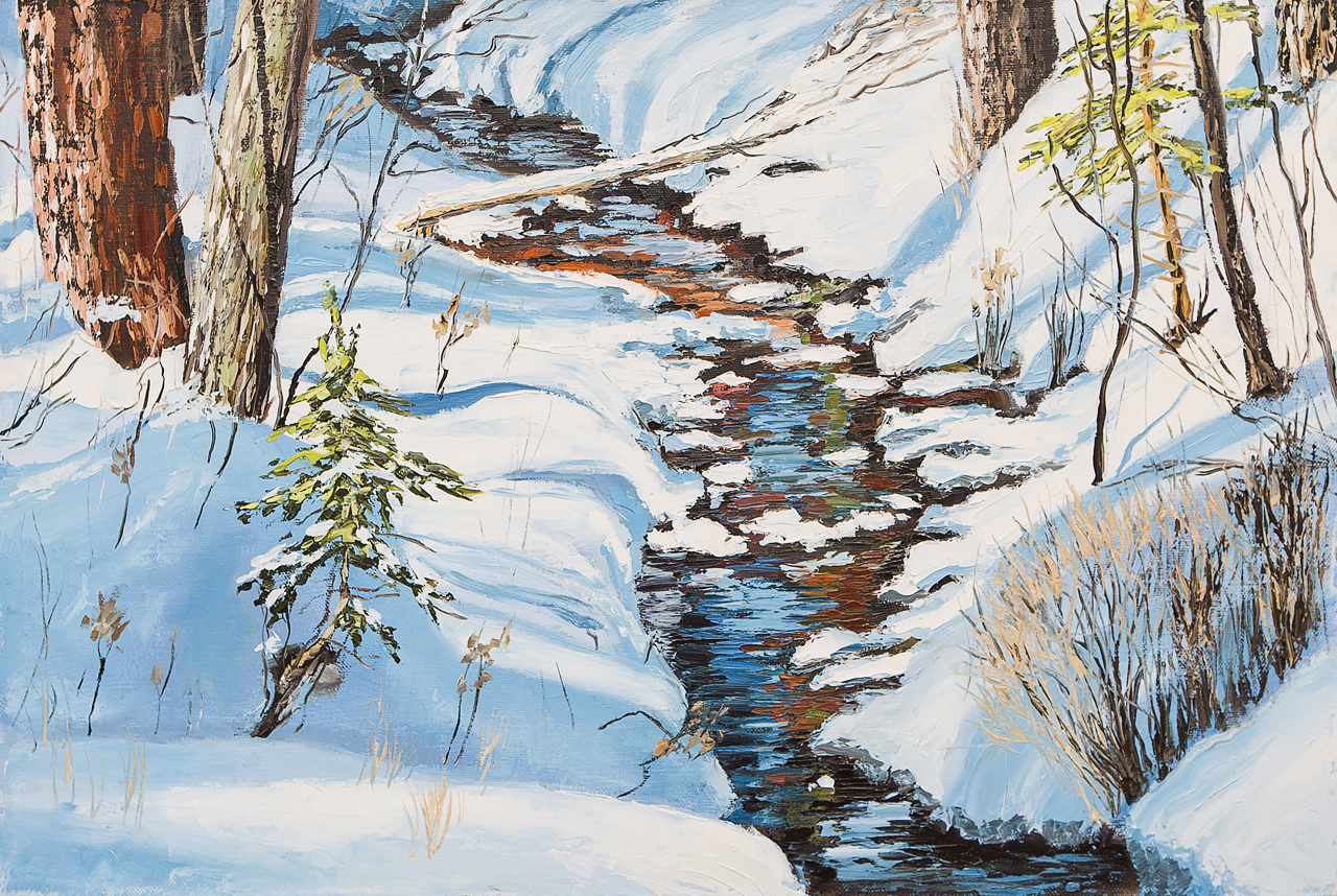 Зимний ручей в живописи