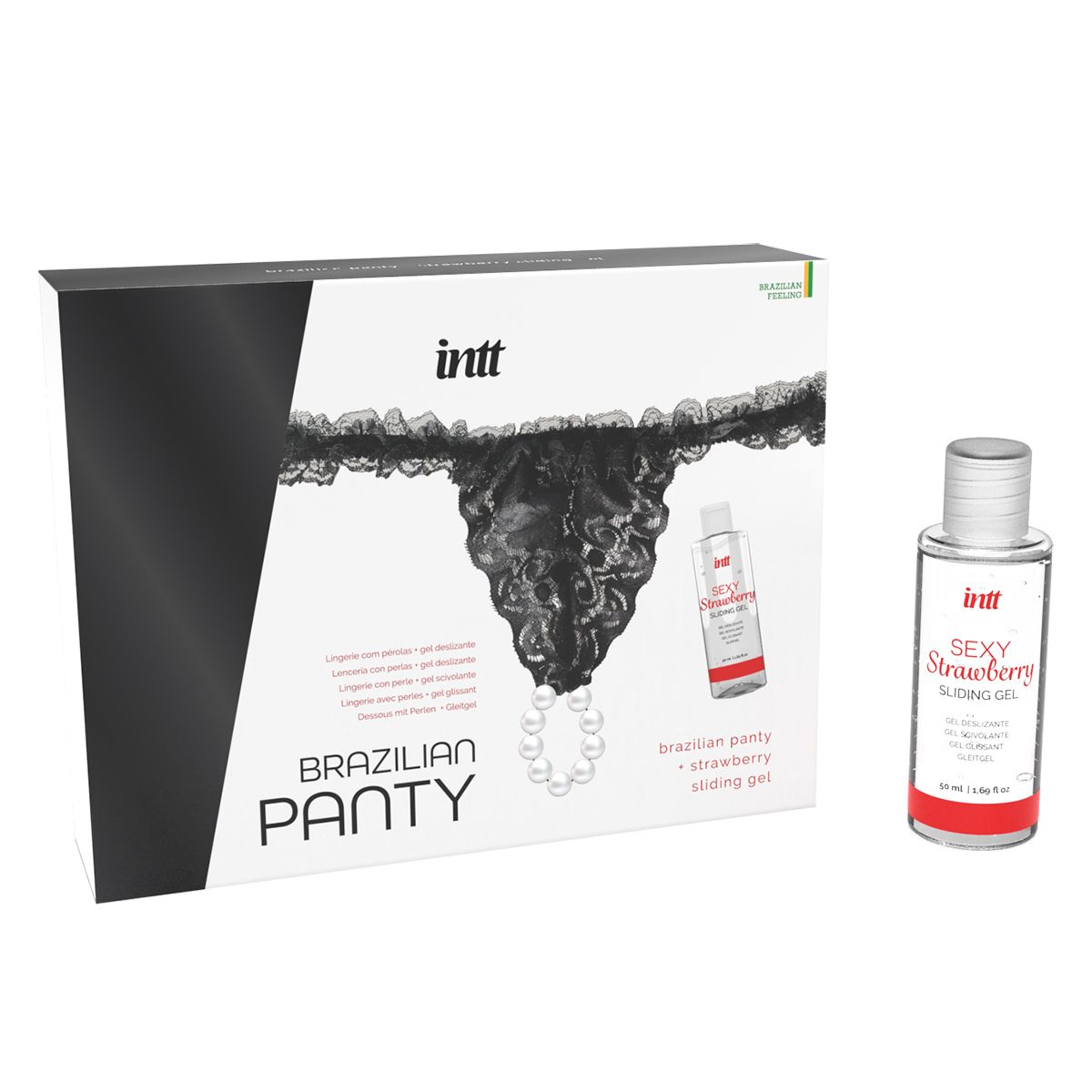 Набор Intt лубрикант клубника и трусики с жемчугом OS, красные BP0002 - INTT - Оральные смазки - Купить