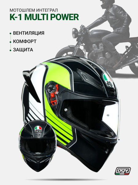 Agv K Multi Power Gunmetal White Green Xs