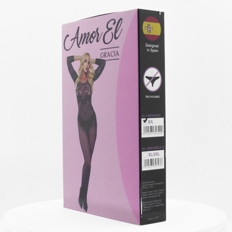 Боди-комбинезон Amor El, черный, S/L  AME011BLK - Amor El - Эротические чулки на тело - Купить