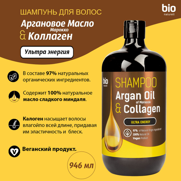 BIO Naturell Шампунь для волос с Аргановым маслом Марокко и Коллаген