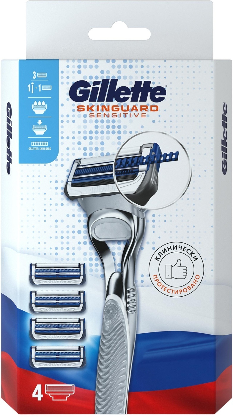 Gillette Бритвенный станок мужской SkinGuard 4 сменных кассеты