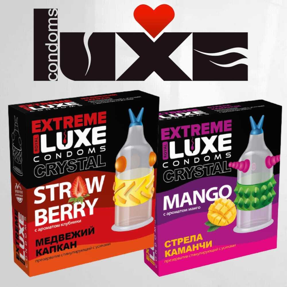 Презерватив стимулирующий Luxe Extreme Медвежий капкан Клубника, 1 шт 09275 - Luxe - Презервативы с усиками - Купить