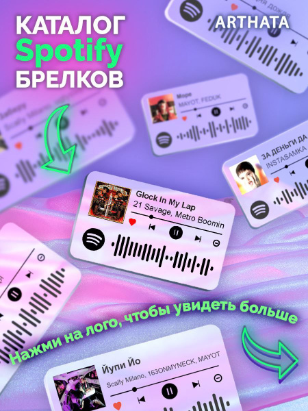 Spotify брелок для ключей 21 Savage Metro Boomin Glock In My Lap