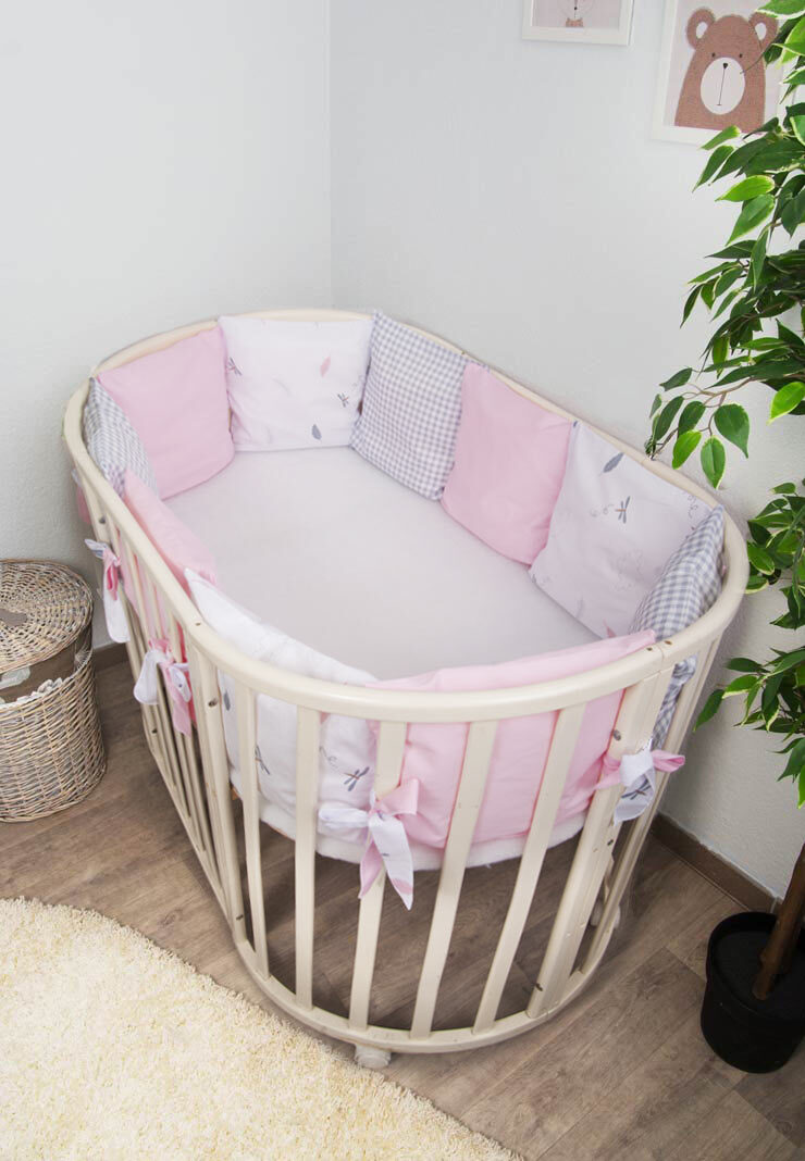 фото Сонный гномик 111-12 Бортик в круглую кроватку для новорожденных Стрекоза-Егоза розовый