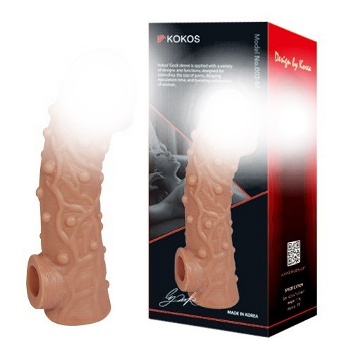 Насадка Kokos Nude Sleeve 005 L с подхватом мошонки и открытой головкой, телесная NS.005-L - KOKOS - Удлиняющие/утолщающие насадки - Купить