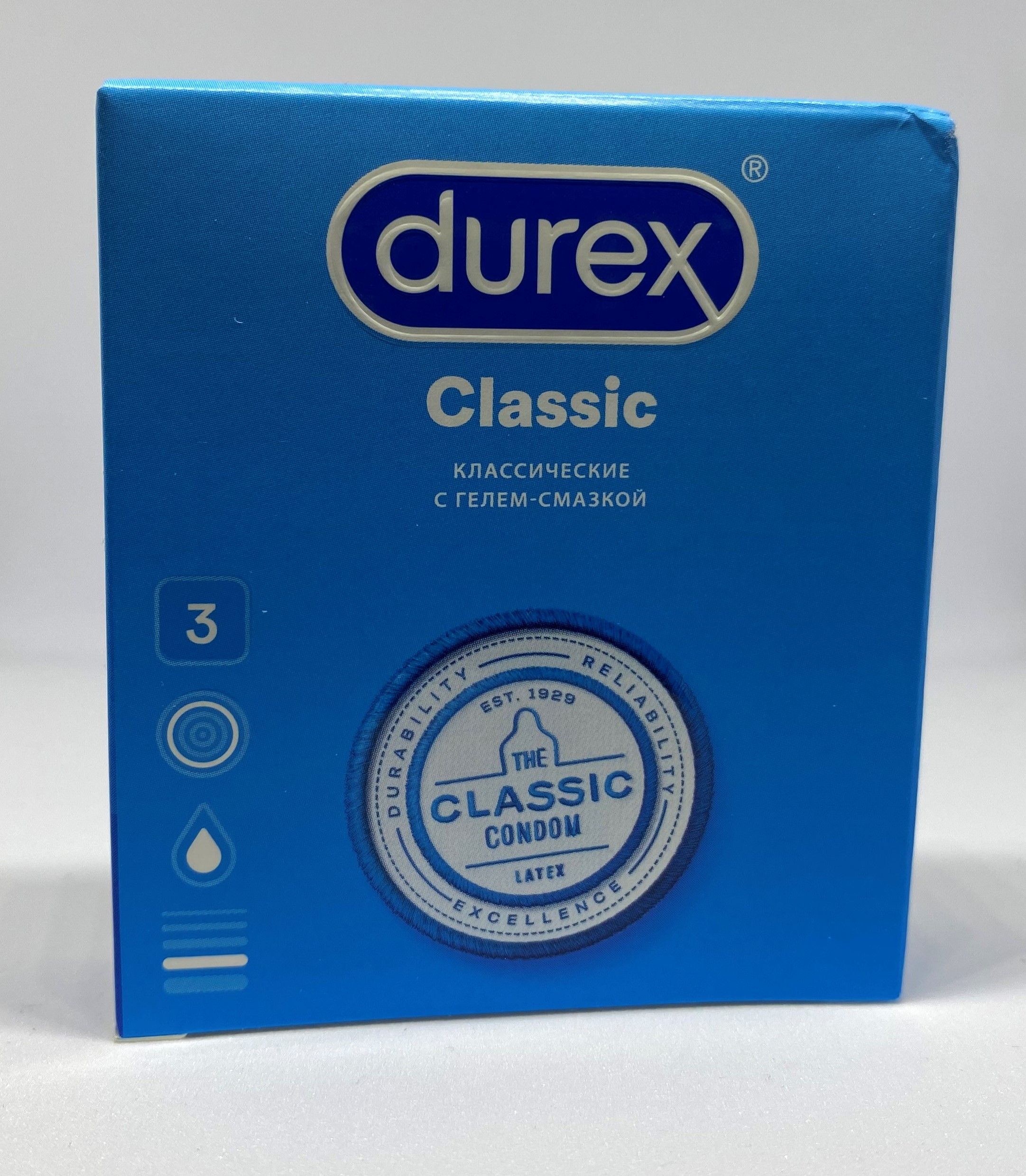 Презервативы Durex Classic, 3 шт 8103475 - Durex - Классические презервативы - Купить