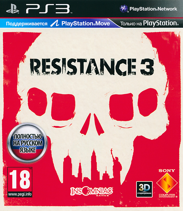 Игра Resistance 3 (c поддержкой Move) (PlayStation 3, Русская версия)