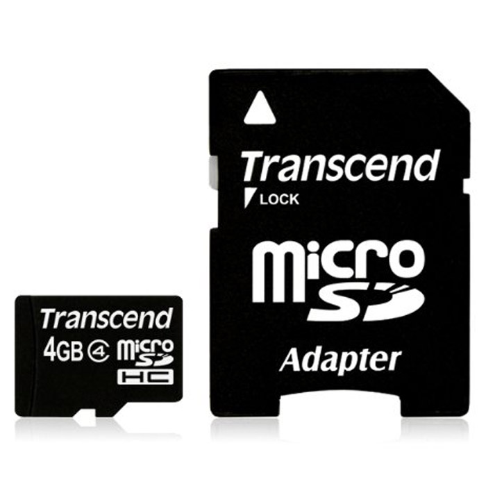 фото Transcend microSDHC Class 4 4GB карта памяти + адаптер