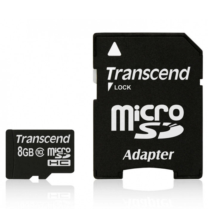 фото Transcend microSDHC Class 10 8GB карта памяти + адаптер