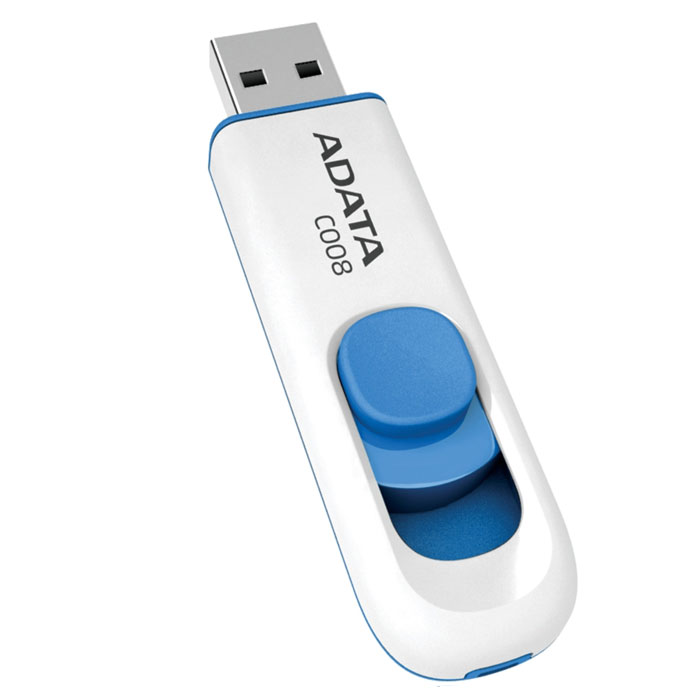 фото ADATA C008 8GB, White Blue USB-накопитель