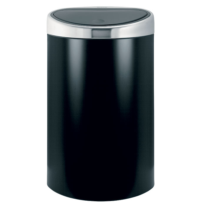 фото Бак мусорный Brabantia Touch Bin, цвет: черный, стальной, 40 л. 378768