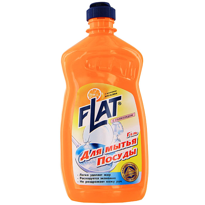 фото Гель для мытья посуды "Flat", с гликозидом, с ароматом апельсина, 500 г