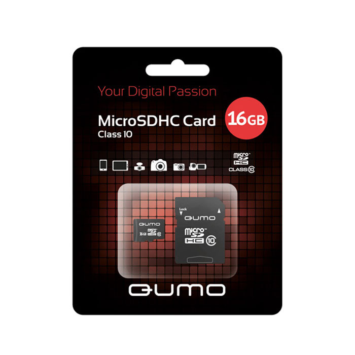 фото QUMO microSDHC Сlass 10 16GB карта памяти + адаптер