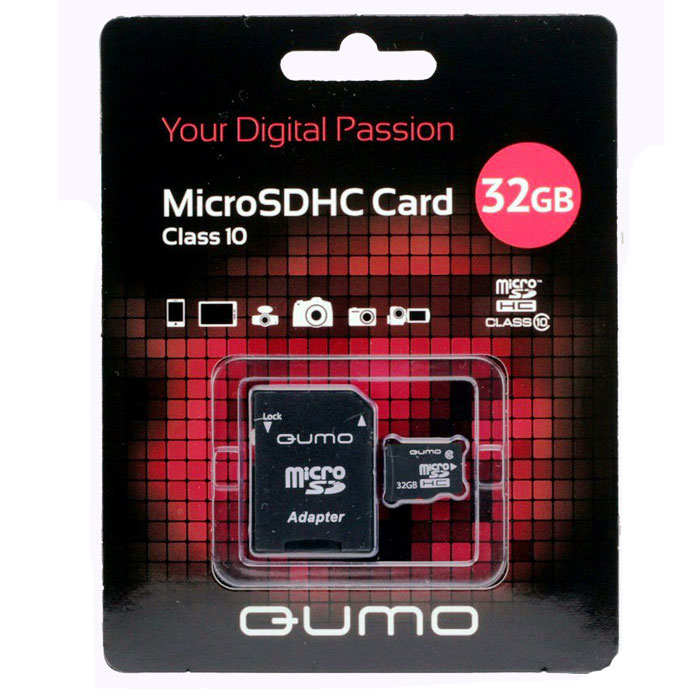 фото Карта памяти Qumo microSDHC Class 10 32GB + SD adapter