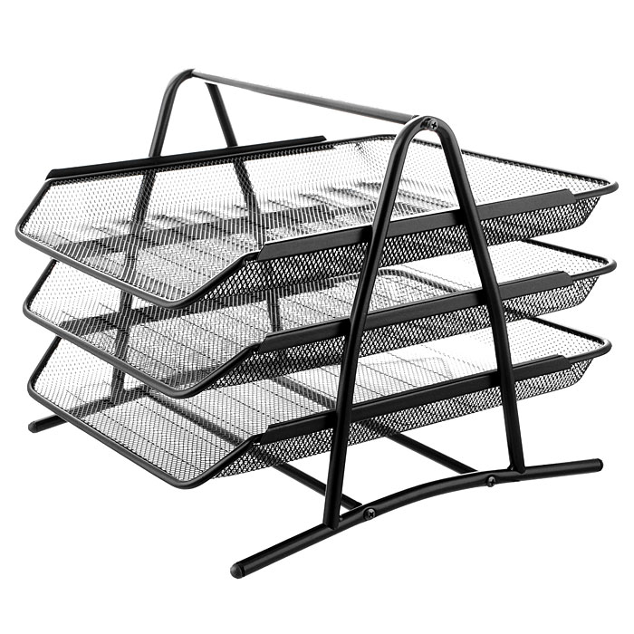 Лоток металлический для бумаг ErichKrause Steel, 3-уровневый, черный Лоток металлический для бумаг ErichKrause Steel, 3-уровневый, черный