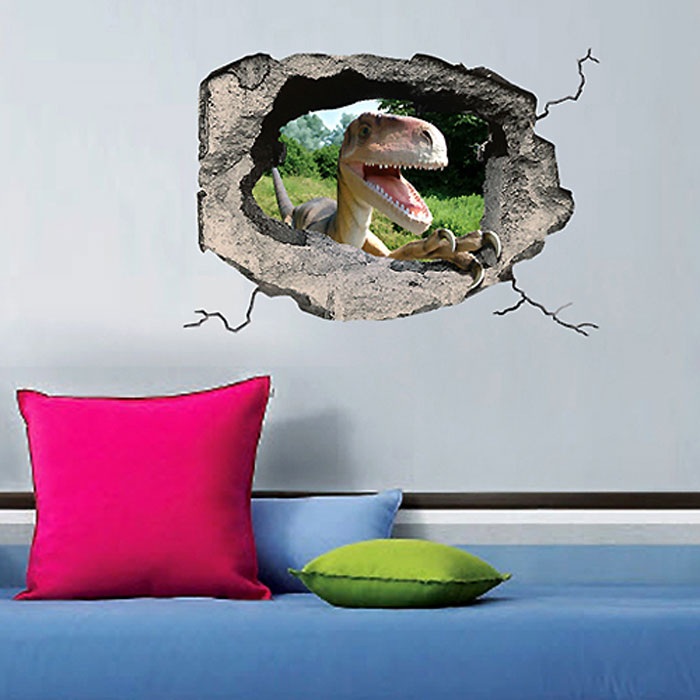 фото Украшение для стен и предметов интерьера с 3D эффектом Hole "Динозавр" Nisha