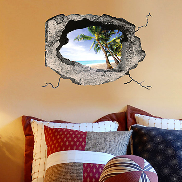фото Украшение для стен и предметов интерьера с 3D эффектом Hole "Тропический остров" Nisha