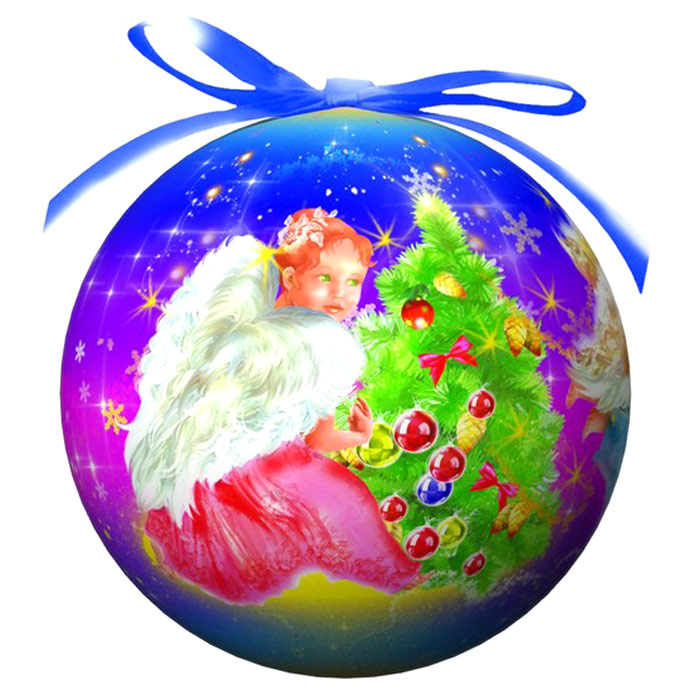 фото Елочное украшение Шар "Рождественские Ангелочки", диаметр 11 см Незабудка