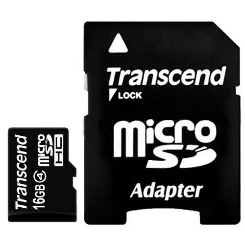 фото Transcend microSDHC class 4 16GB карта памяти с адаптером