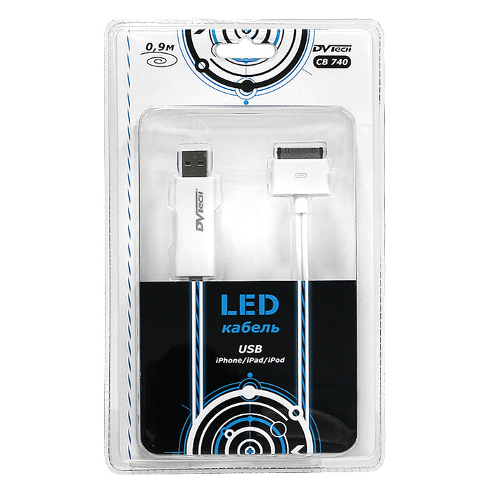 фото LED-кабель USB-iPhone / iPad / iPod DVTech CB 740, 0,9 м