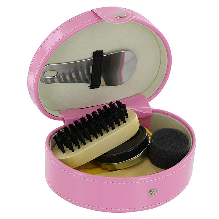 фото Дорожный набор для ухода за обувью, в футляре, цвет: розовый. 25123 Феникс-презент