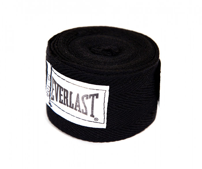 Бинты боксерские хлопковые Everlast, длина 2,75 м, цвет: черный, 2шт - изображение