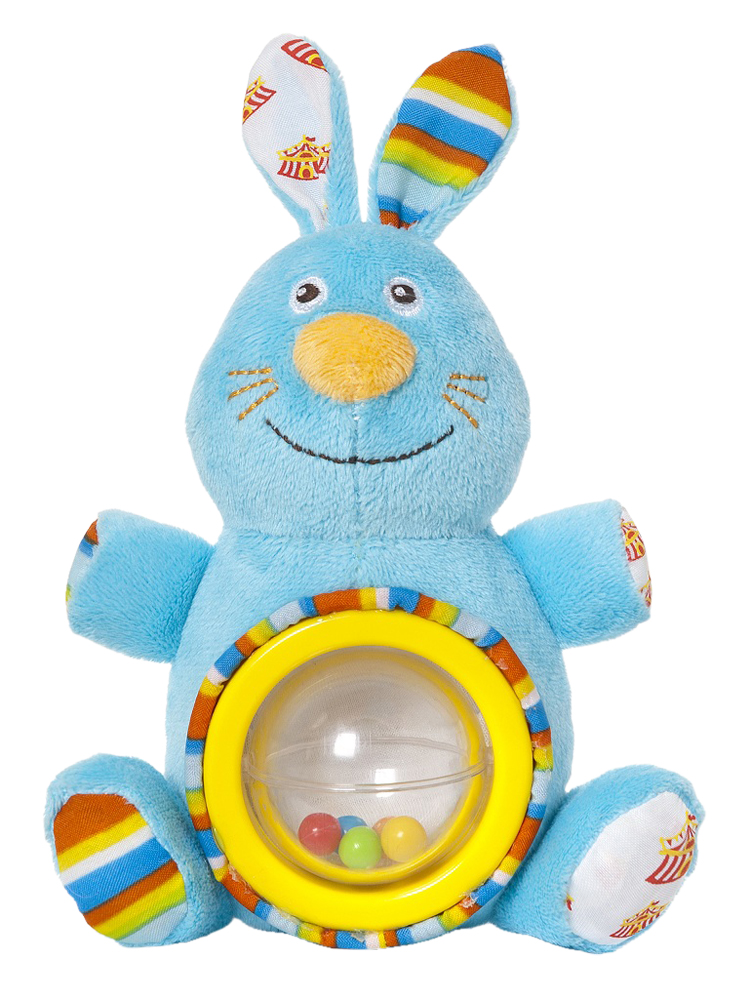 фото Мягкая игрушка-погремушка "Фокусник Зайка", цвет круга: желтый Мир детства
