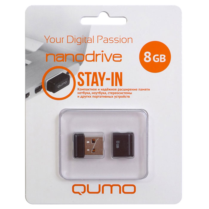 фото QUMO Nano 8GB, Black USB-накопитель