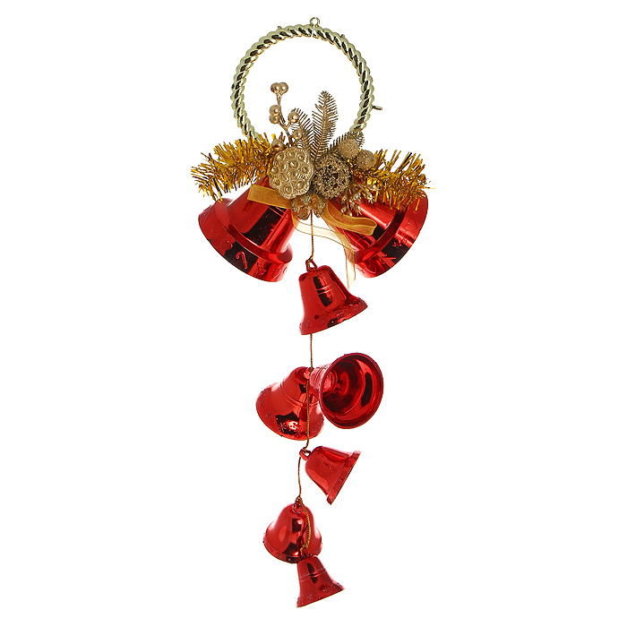 фото Новогоднее подвесное украшение "Колокольчики", цвет: красный, золотистый. 30720 Феникс-презент
