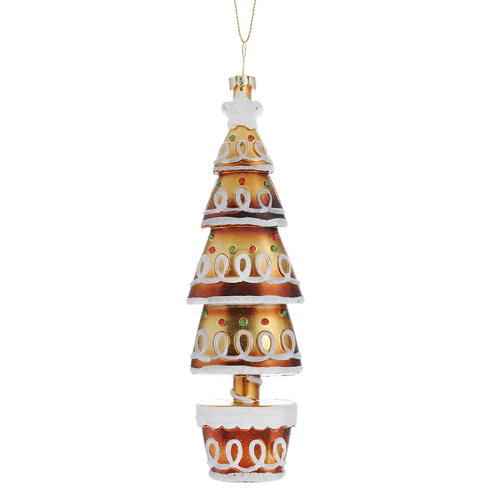 фото Новогоднее подвесное украшение "Елка", цвет: золотистый, белый. 25904 Феникс-презент