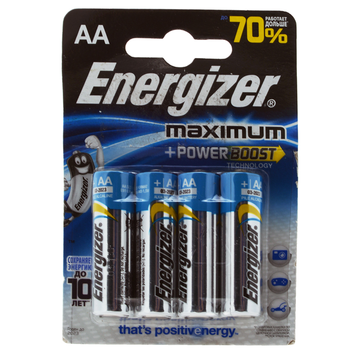 фото Батарейка алкалиновая Energizer Maximum, тип АА, 4 шт