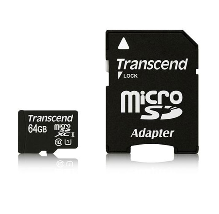 фото Transcend microSDXC Class 10 UHS-I 64GB карта памяти + адаптер TS64GUSDU1