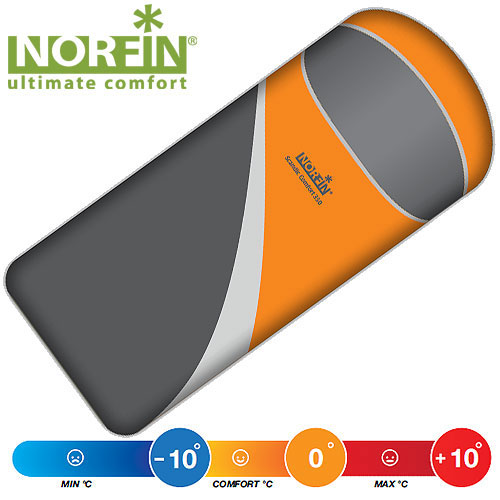 фото Мешок-одеяло спальный Norfin SCANDIC COMFORT 350 NS L, цвет: оранжевый/серый, левосторонняя молния