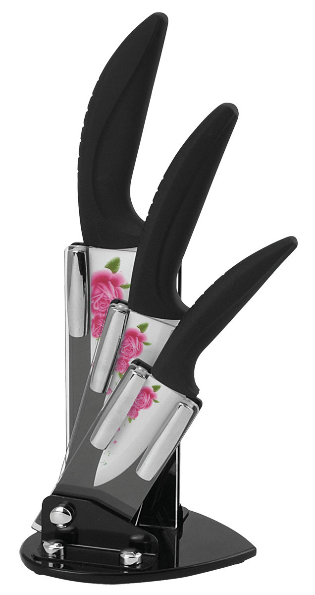 фото Набор ножей Bohmann, на подставке, с цветочным рисунком на лезвии, 4 предмета. 5235BH